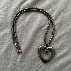Hematite Black Stone Heart Necklace